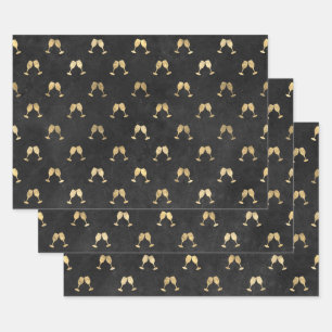 Juego de hojas planas de papel envuelto de 3