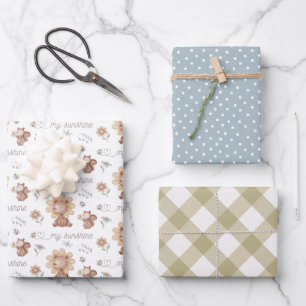 Juego de hojas planas de papel para envolver mi br