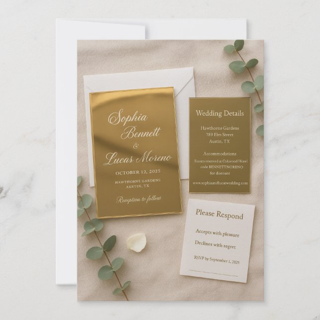Juego de Invitación de Boda Acrílico con Espejo Do (Anverso)