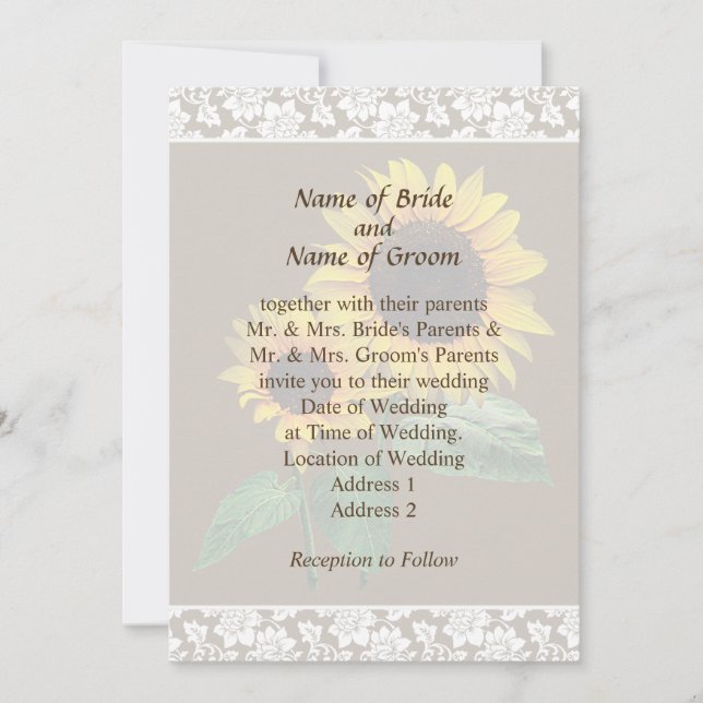 Juego de Invitación de Boda Amor de Girasol (Anverso)