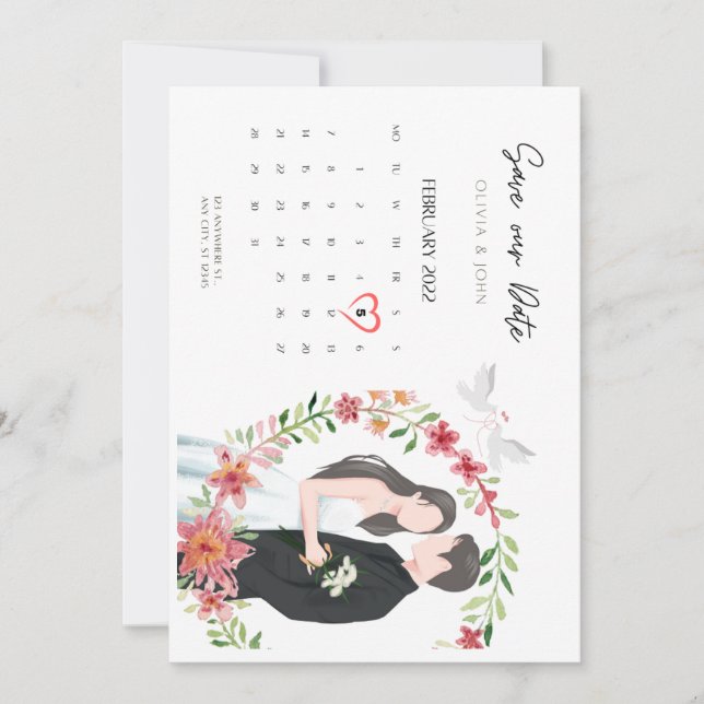 Juego de Invitación de Boda con Tarjeta de "Guarde (Anverso)