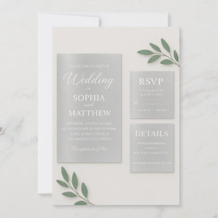 Juego de Invitación de Boda de Acrílico con Espejo