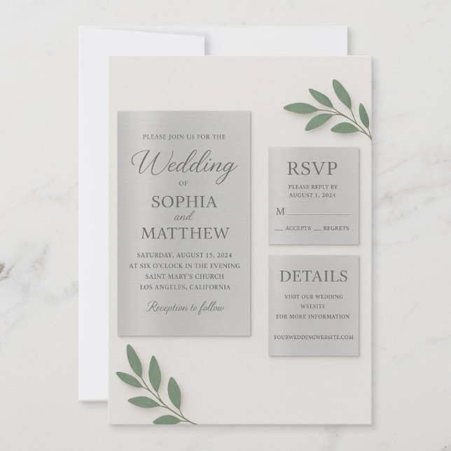 Juego de Invitación de Boda de Acrílico con Espejo (Anverso)