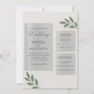 Juego de Invitación de Boda de Acrílico con Espejo