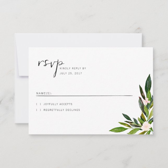 Juego de Invitación de Boda Verde Tarjeta RSVP (Anverso)