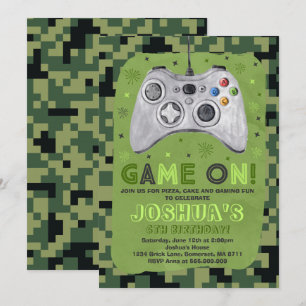 Juego de Invitación de Cumpleaños de Juegos Videoj