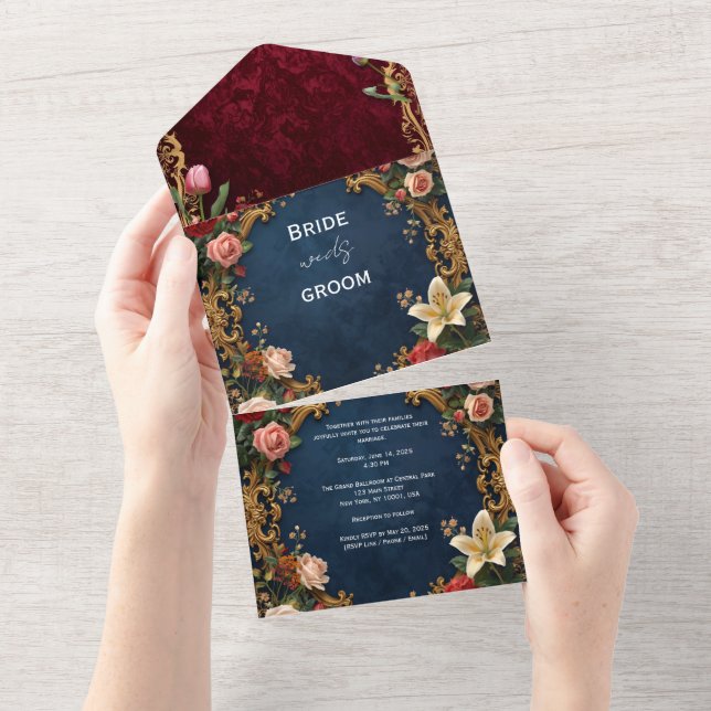 Juego de Invitaciones Clásico Elegante para Bodas (desgarro)