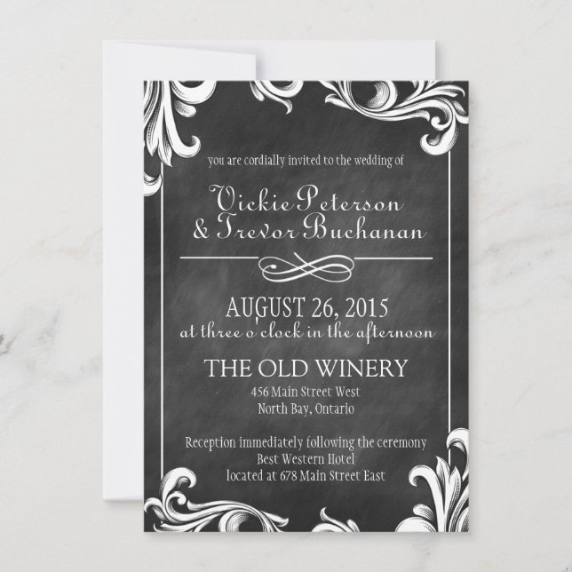 Juego de invitaciones de casamiento de tablero de  (Anverso)