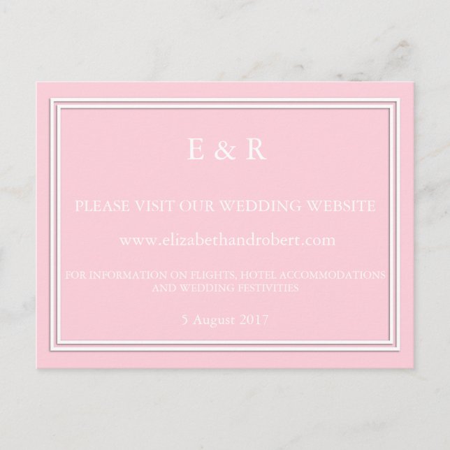 Juego de invitaciones para casamiento rosa con paq (Anverso)