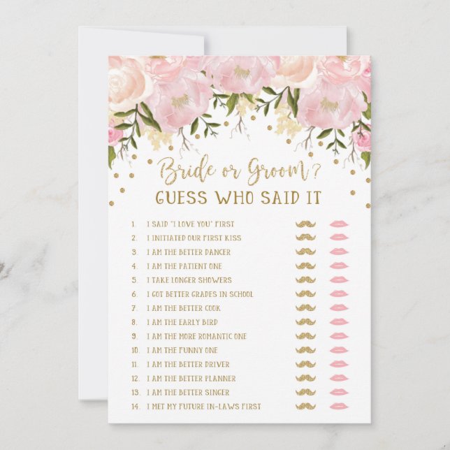 Juego de la Boda Dicho Ella Dicho Él Despedida de  (Anverso)