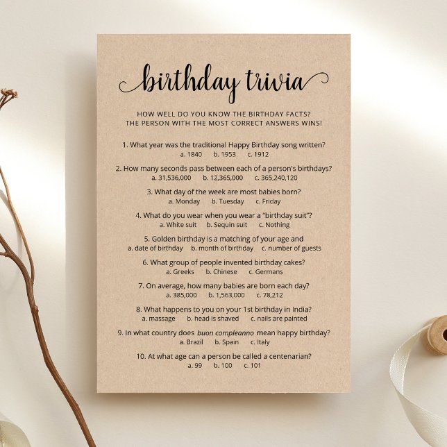 Juego de la Trivia de Cumpleaños con Tarjeta de Cu (Subido por el creador)