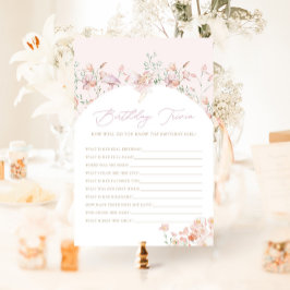 Juego de la Trivia de Cumpleaños Rosa para los Chi