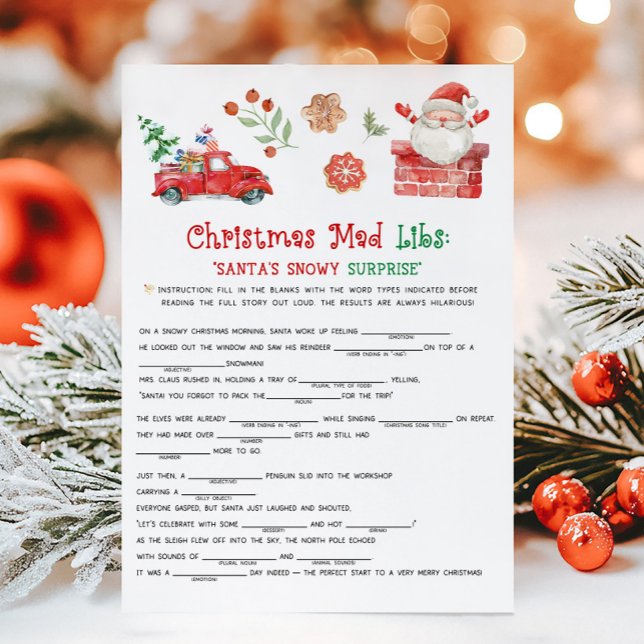 Juego de Mad Libs de Navidad de Santa (Christmas Party Games)