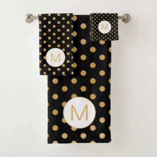 Juego de monograma Black Gold Dot, U puede cambiar