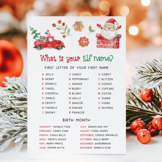 Juego de nombre de duende de Santa Navidad (Christmas Party Game )