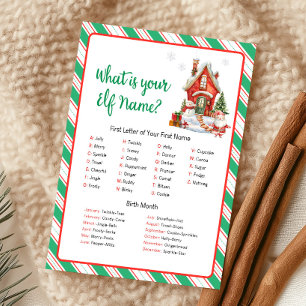 Juego de nombre de duende en la fiesta de Navidad