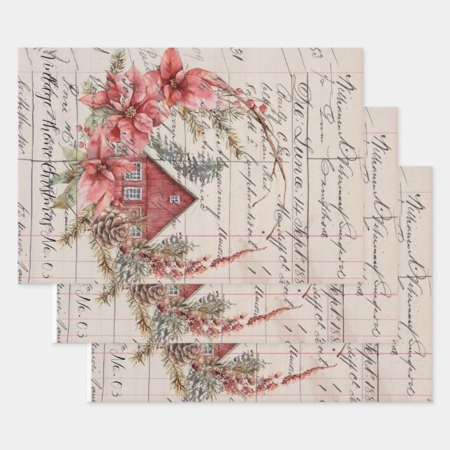 Juego de papel de ajuste (3) Navidades de temas an (Set)