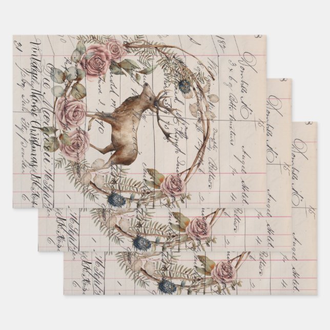 Juego de papel de ajuste (3) Navidades de temas an (Set)