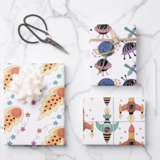 Juego de papel de ajuste con temas de espacio