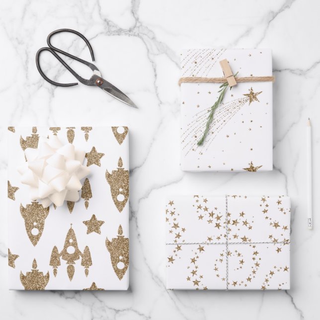 Juego de papel de ajuste con temas de espacio (Anverso)