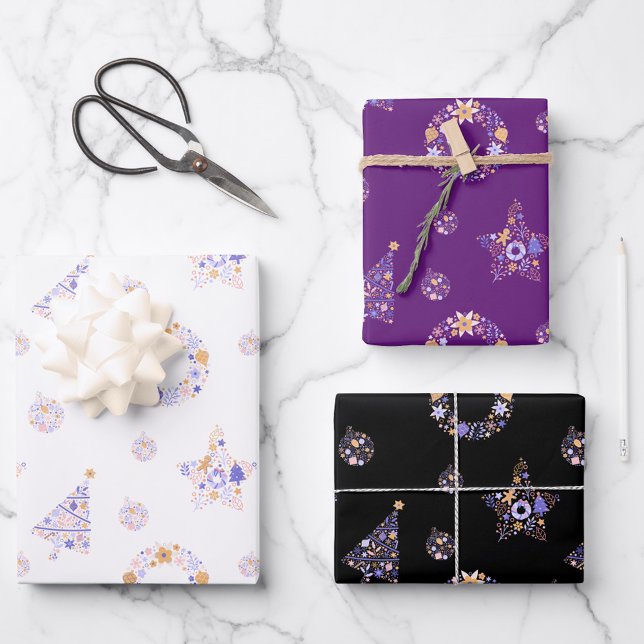 Juego de papel de ajuste de Navidades morados (Subido por el creador)