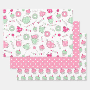 Juego de papel de ajuste de regalo para té Fiesta