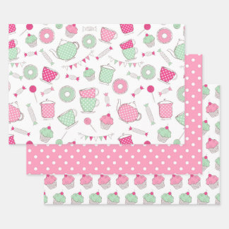 Juego de papel de ajuste de regalo para té Fiesta