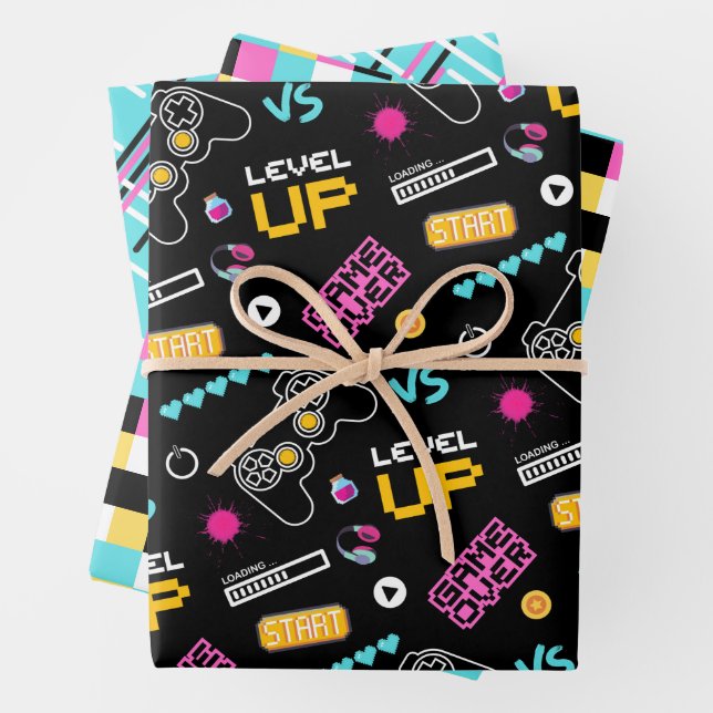 Juego de papel de ajuste de regalo pixelado para j (In situ)