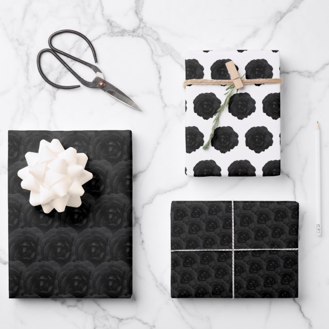 Juego de papel de ajuste - Rosa gótico negro (Anverso)