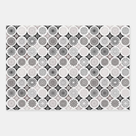 juego de papel de embalaje de 3 hojas mandala abst