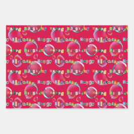 juego de papel de envoltura de 3, tonos rojos