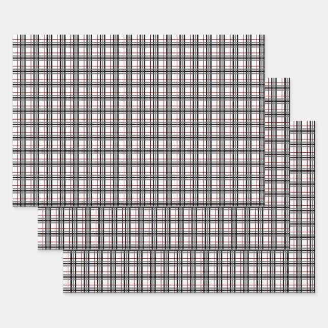 Juego de papel de envolver blanco y rojo negro (Set)