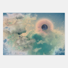 Juego de papel de envolvimiento de 3 cielos noctur