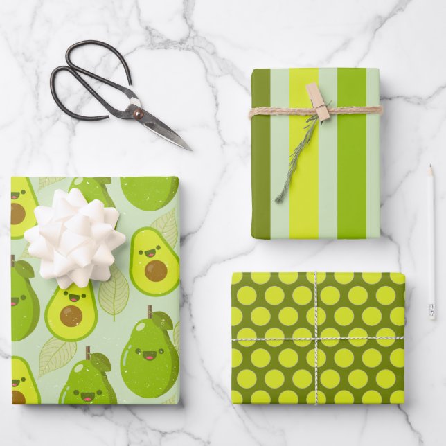 Juego de papel de envolvimiento de aguacates (Anverso)