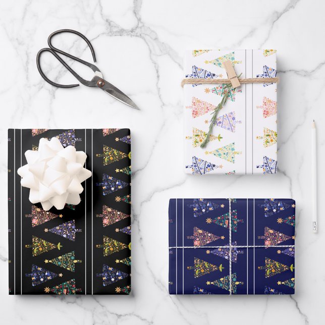 Juego de papel de envolvimiento de árbol de Navida (Subido por el creador)