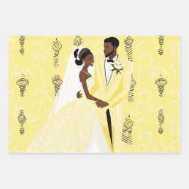 Juego de papel de envolvimiento de Boda amarillo