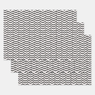 Juego de papel de envolvimiento de chevron blanco 