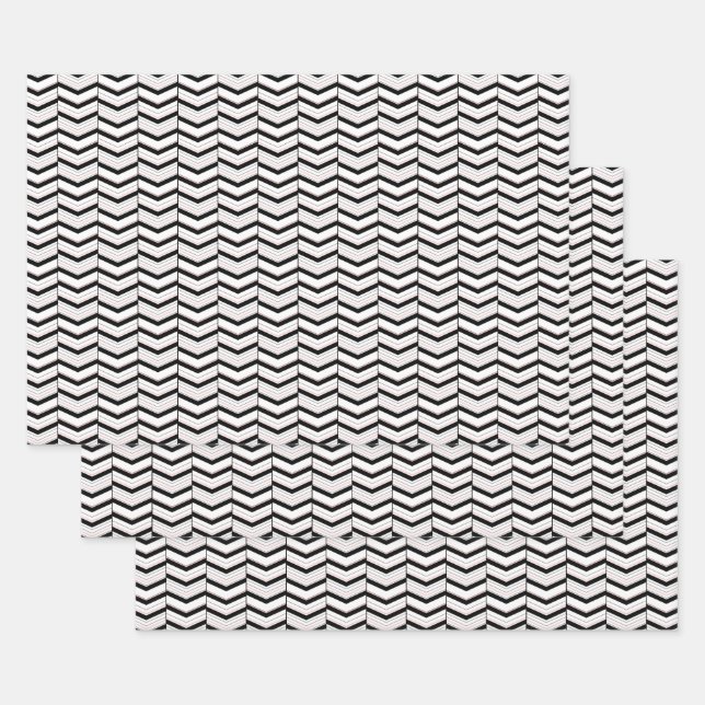 Juego de papel de envolvimiento de chevron blanco  (Set)
