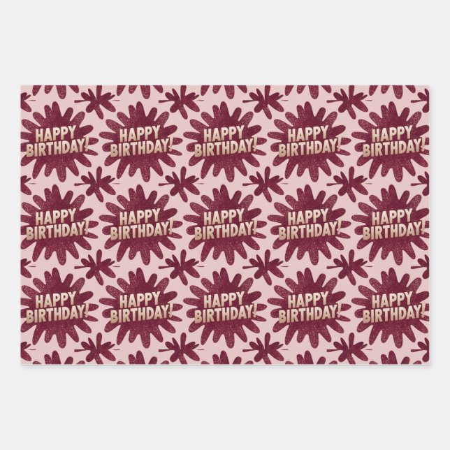 Juego de papel de envolvimiento de cumpleaños Luxe (Anverso 2)