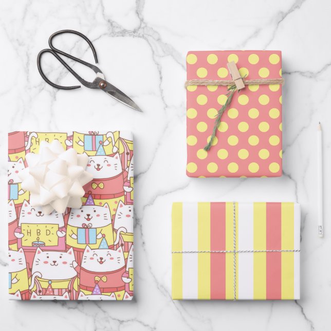 Juego de Papel de envolvimiento de cumpleaños para (Anverso)