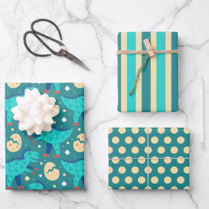 Juego de papel de envolvimiento de dinosaurios T-R