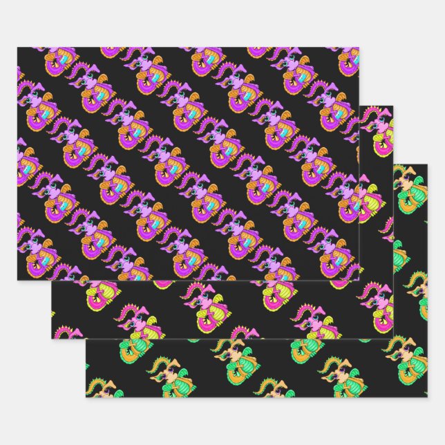 Juego de papel de envolvimiento de dragones (Set)