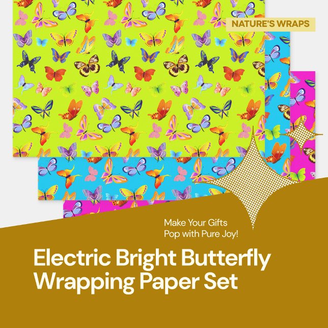 Juego de papel de envolvimiento de mariposa brilla (Make Your Gifts Pop with Pure Joy!)
