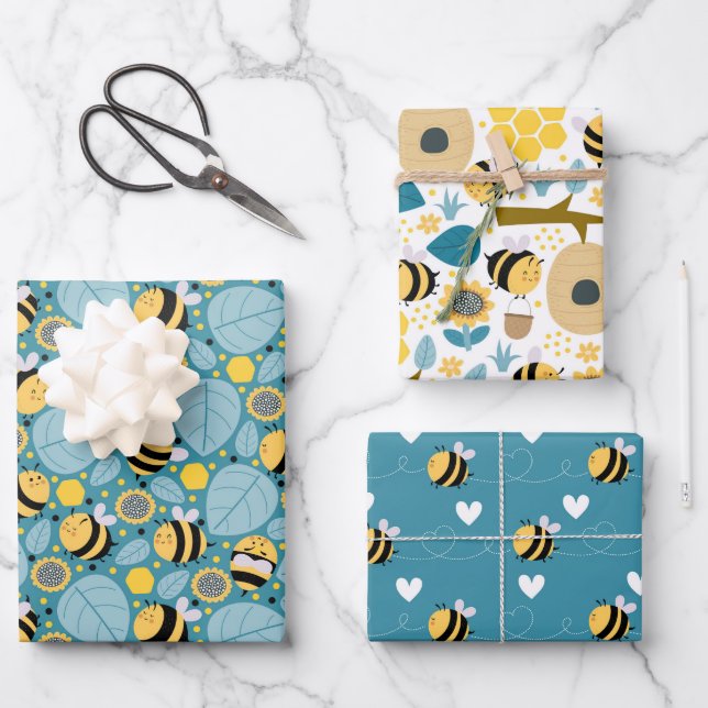 Juego de papel de envolvimiento de miel de abeja d (Anverso)