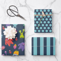 Juego de papel de envolvimiento de monstruos diver