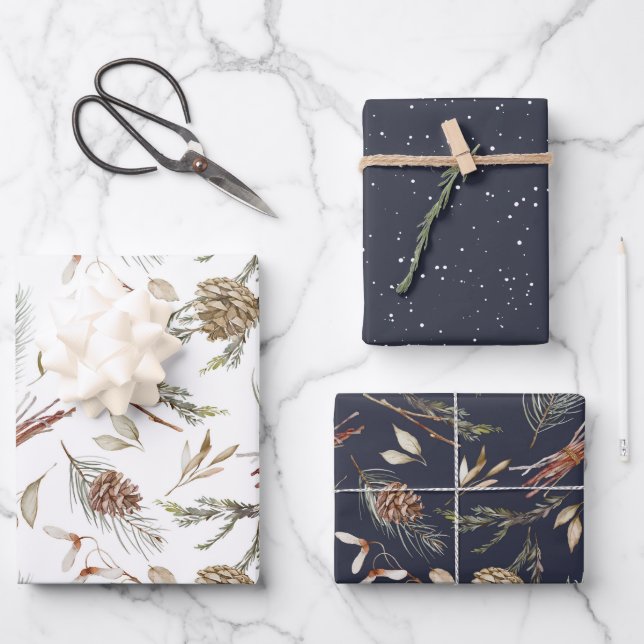 Juego de papel de envolvimiento de pinecone de inv (Anverso)