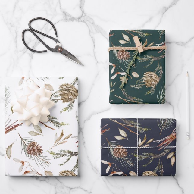 Juego de papel de envolvimiento de pinecone de inv (Anverso)