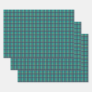 Juego de papel de envolvimiento de plástico azul y