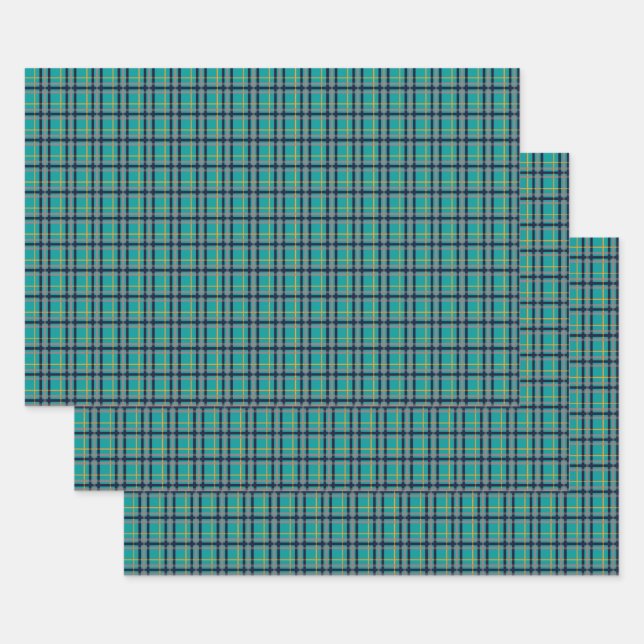 Juego de papel de envolvimiento de plástico azul y (Set)