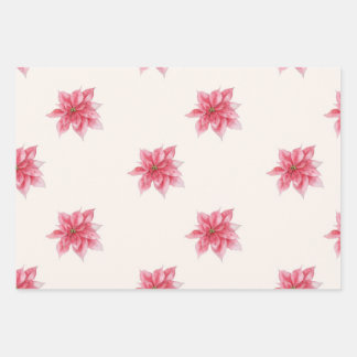 Juego de papel de envolvimiento de poinsettia de c
